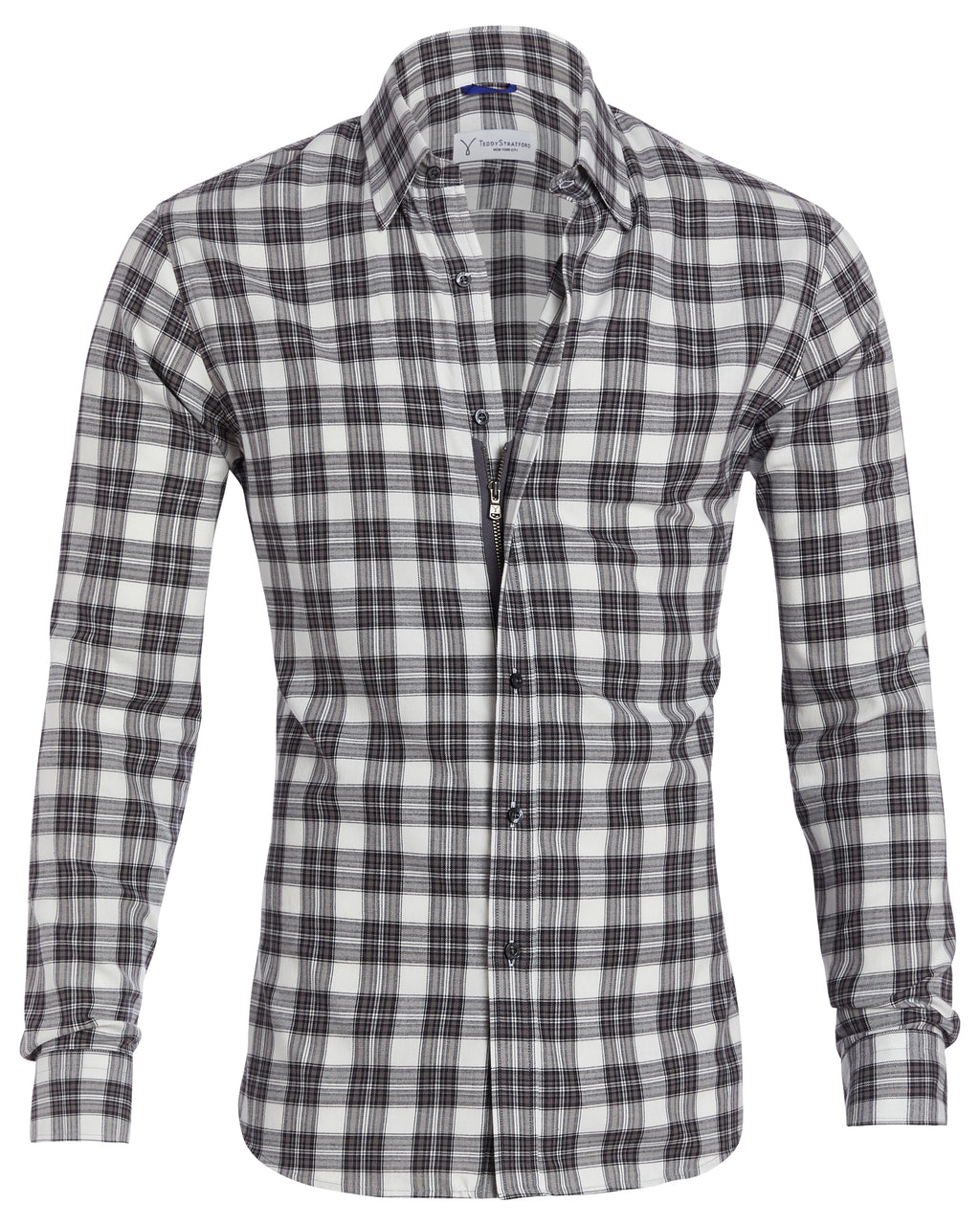 White, Black & Brown Plaid Flannel - White Black & Brown