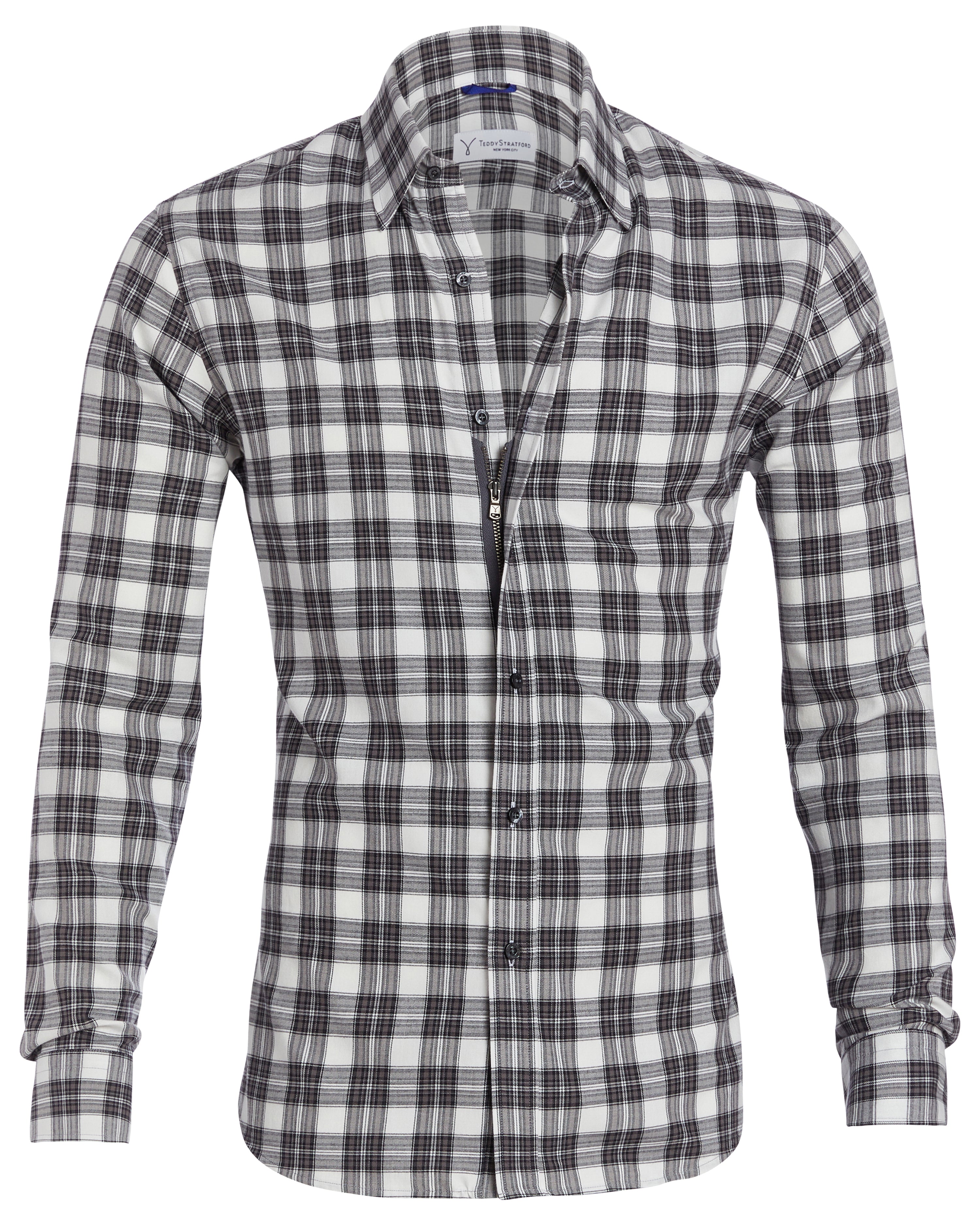 White, Black & Brown Plaid Flannel - White Black & Brown