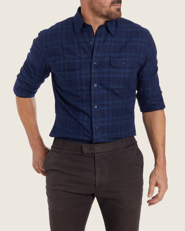 Navy & Blue Plaid Flannel - Navy & Blue