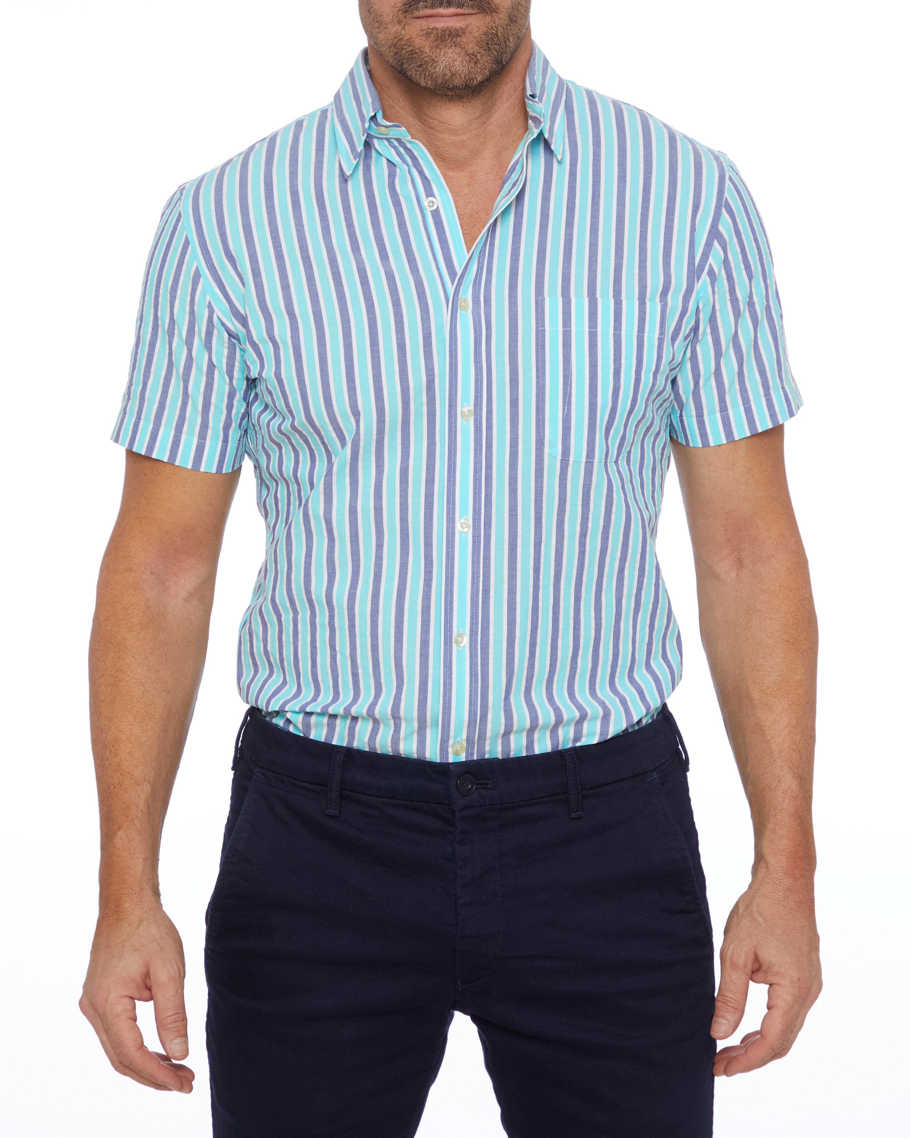 Mint and Blue Seersucker