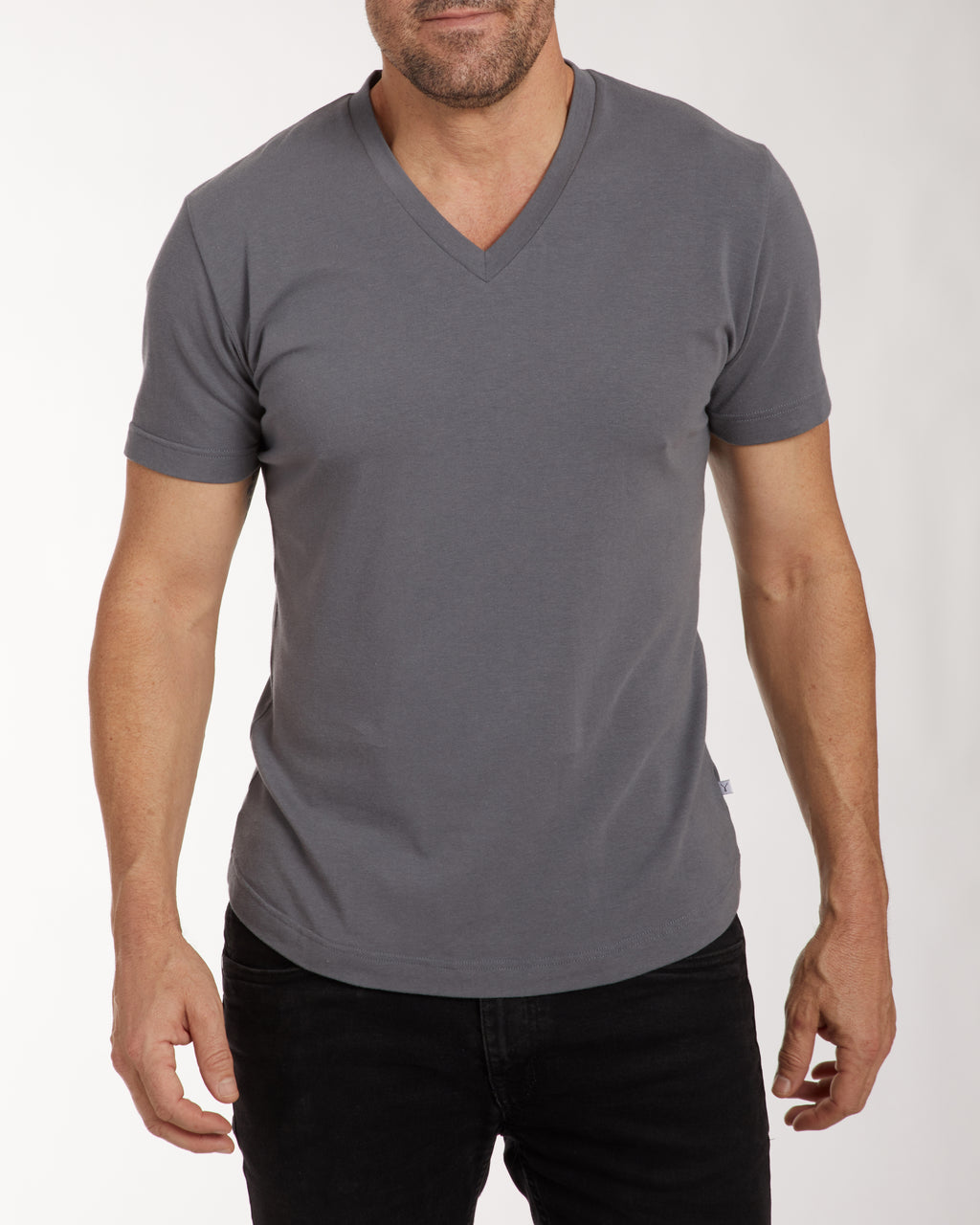 V-Neck T-shirt in Tedra™ - Gray