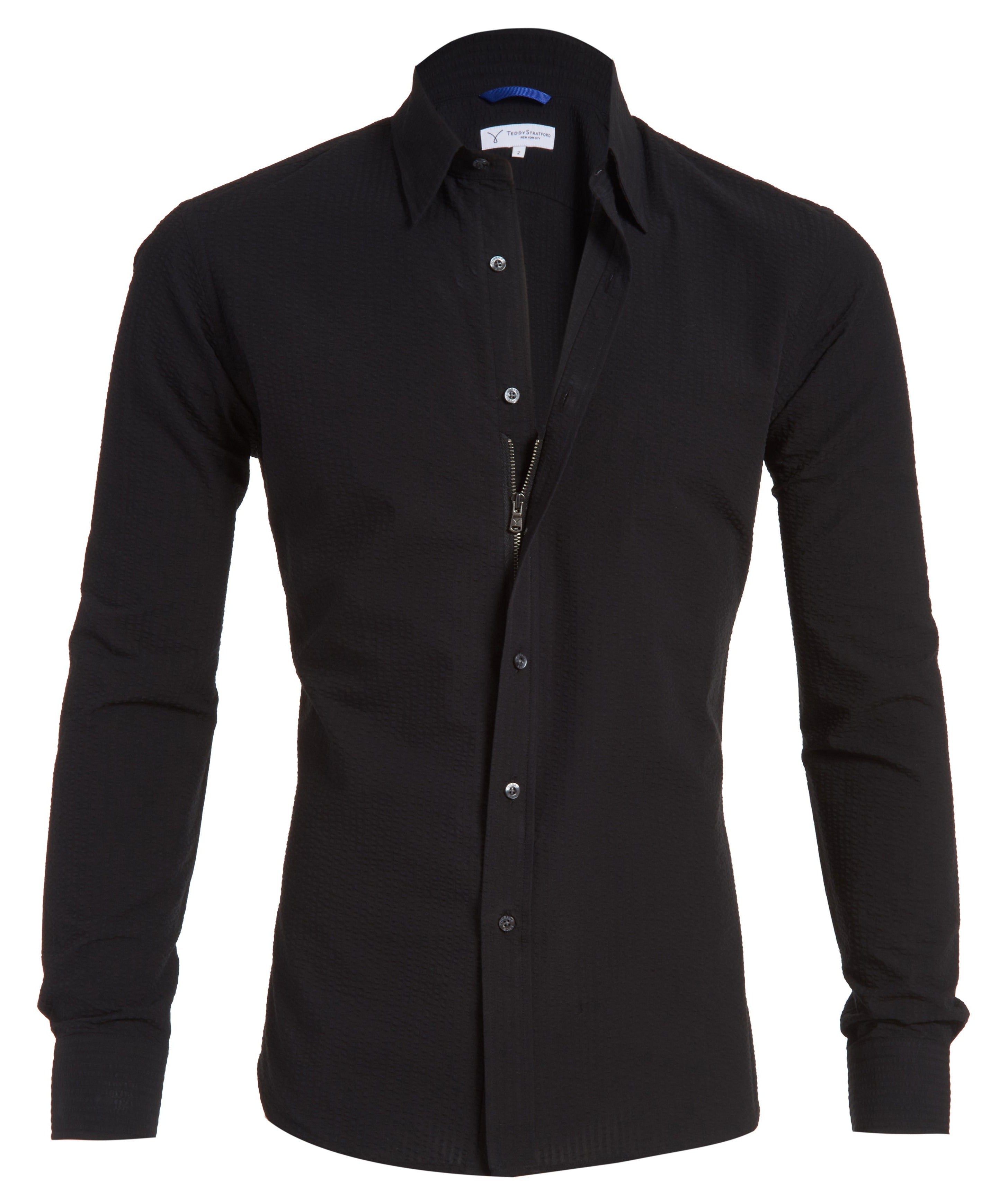 Solid Seersucker Long Sleeve - Black