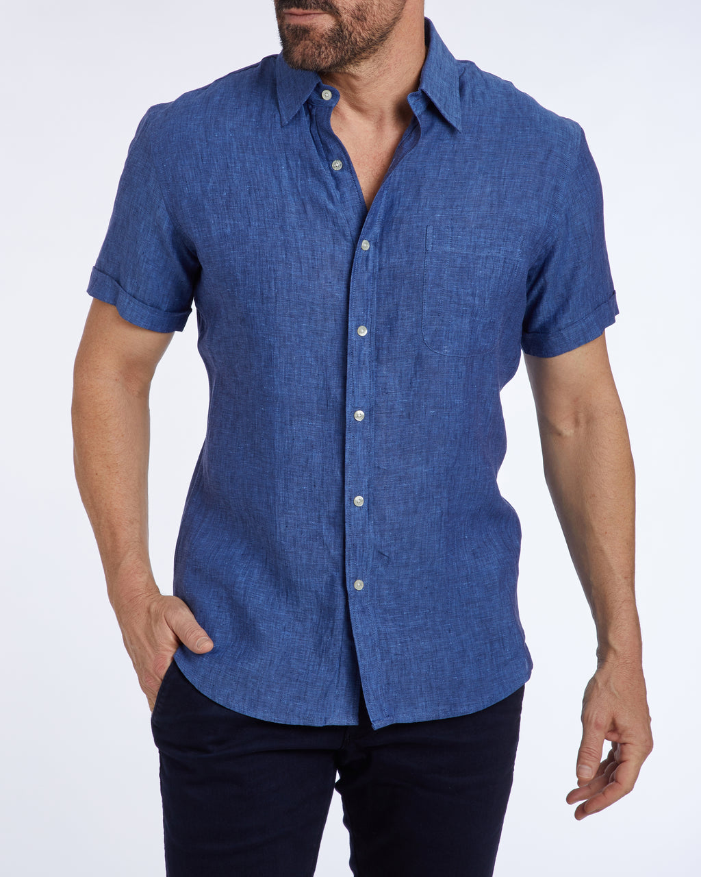 Short Sleeve 1-Pocket Linen - Tan Khaki