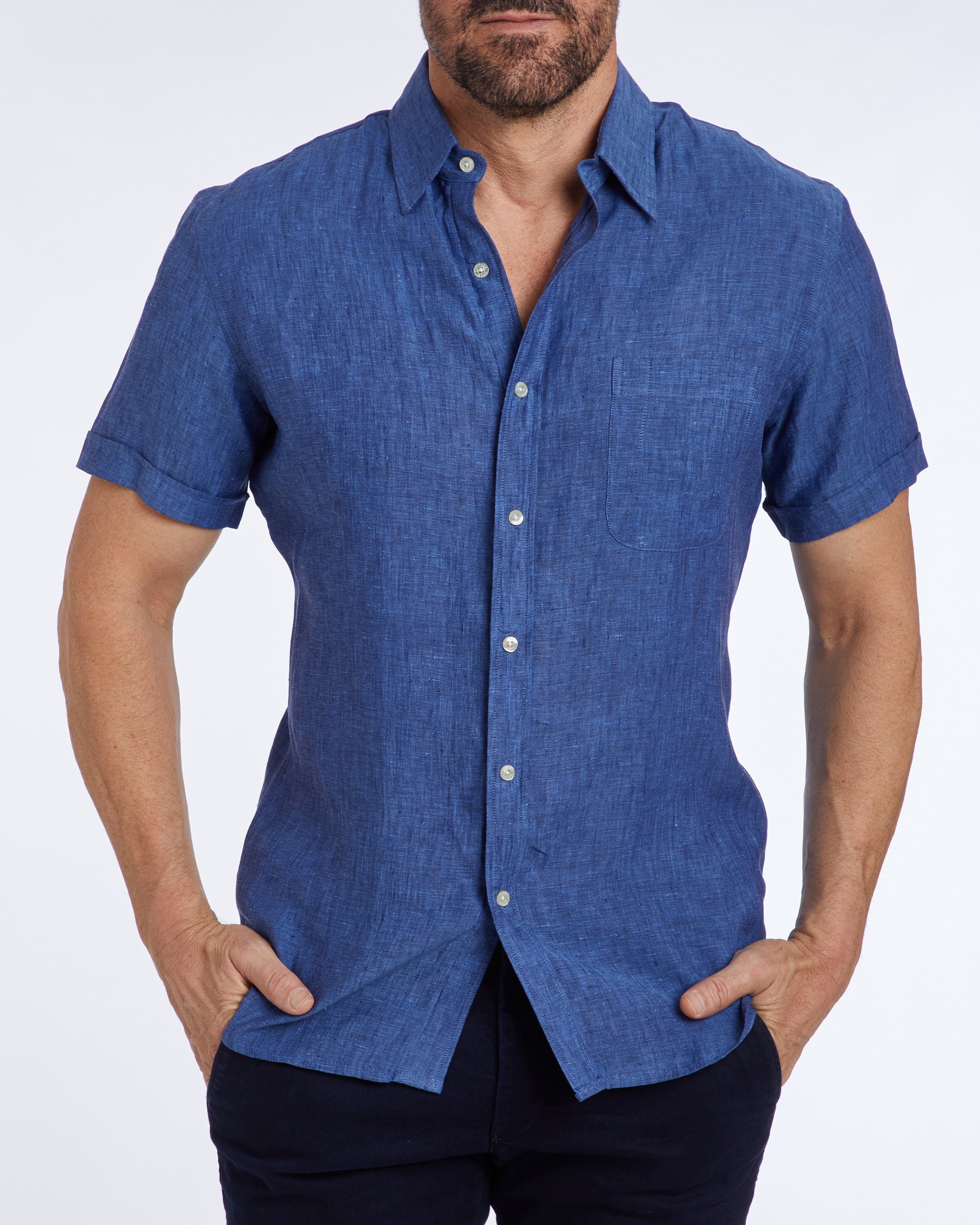 Short Sleeve 1-Pocket Linen - Tan Khaki
