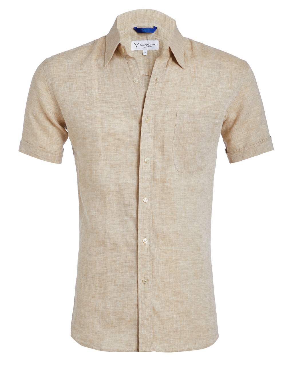 Short Sleeve 1-Pocket Linen - Tan Khaki
