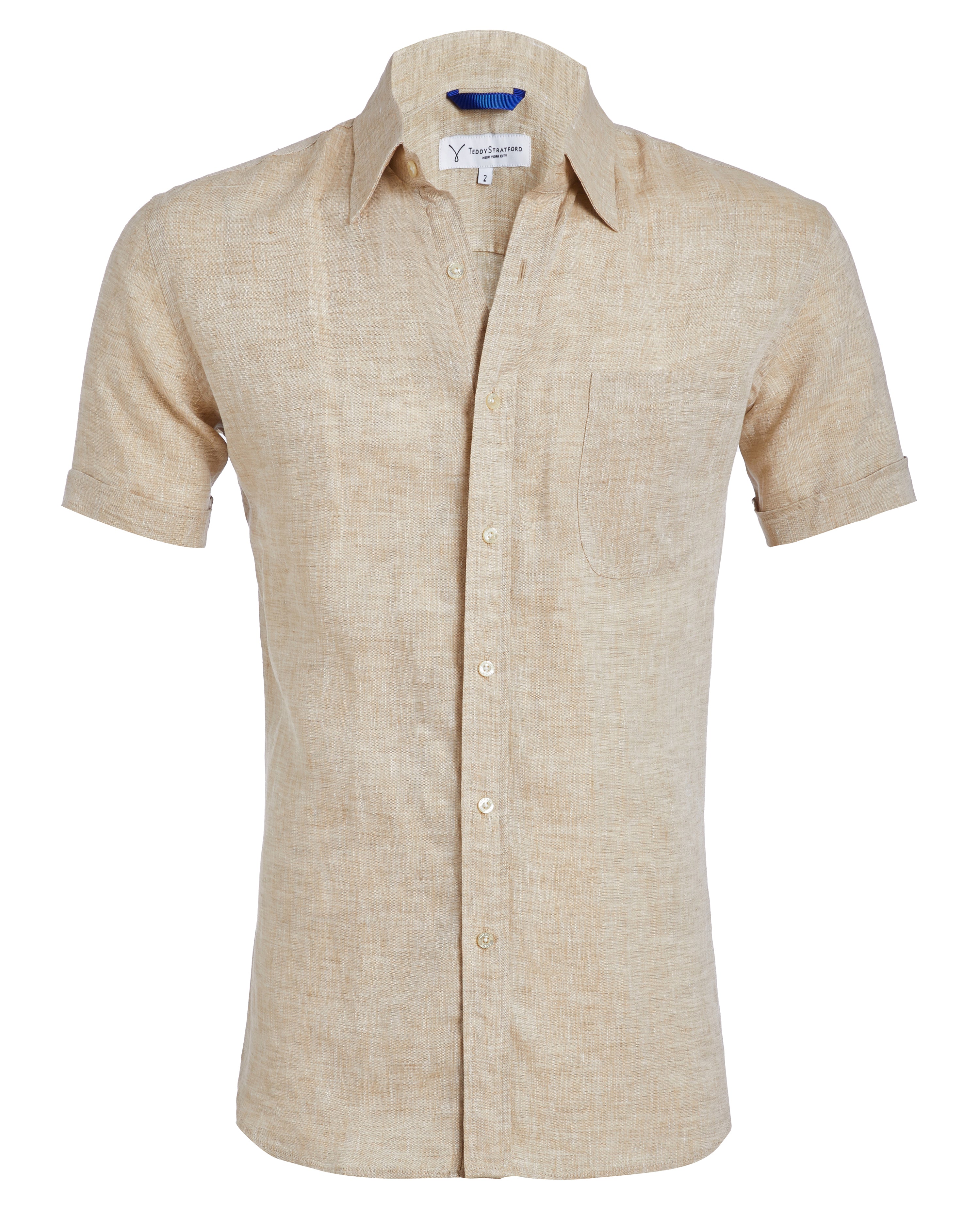 Short Sleeve 1-Pocket Linen - Tan Khaki