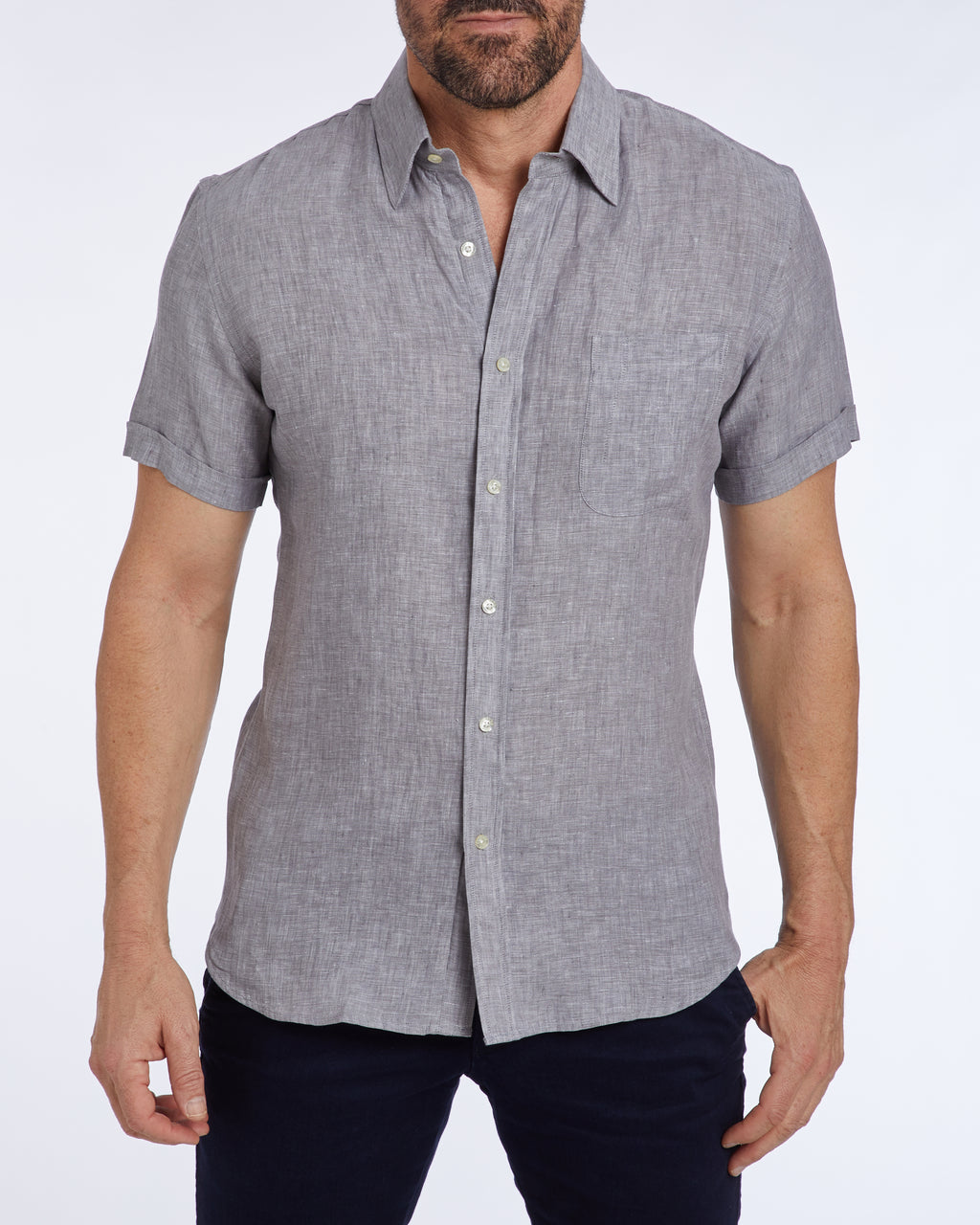Short Sleeve 1-Pocket Linen - Tan Khaki