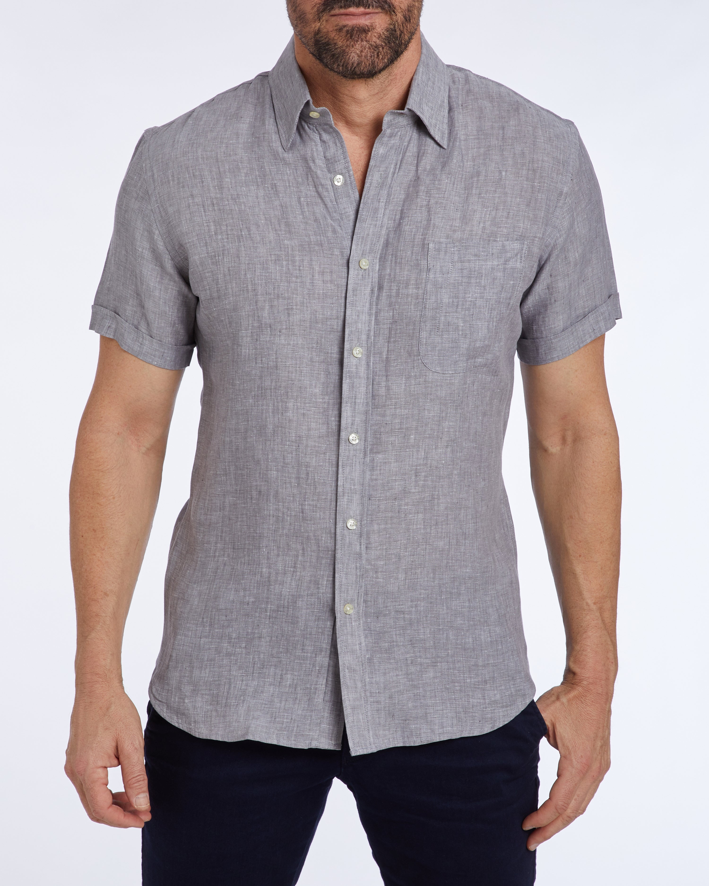 Short Sleeve 1-Pocket Linen - Tan Khaki