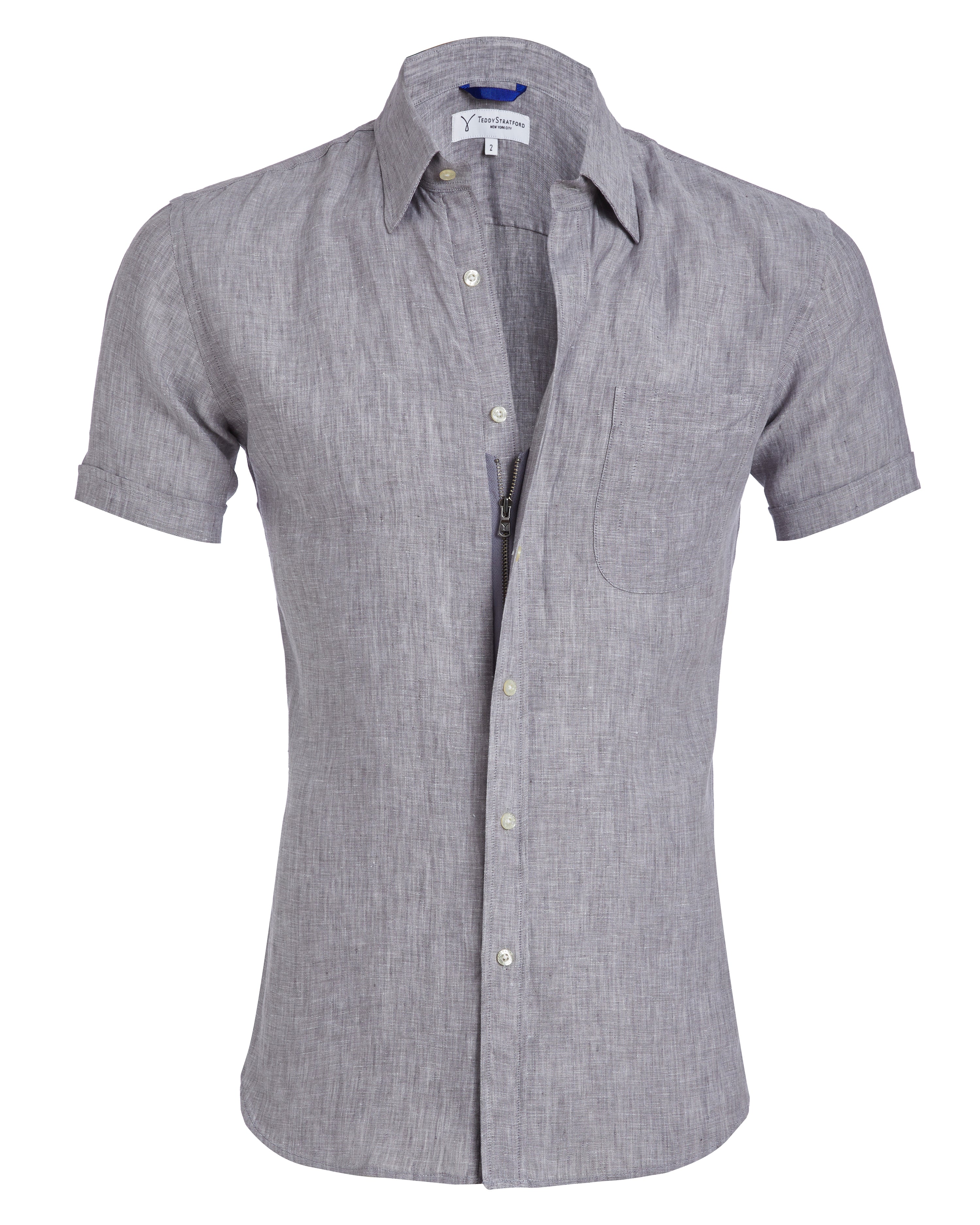 Short Sleeve 1-Pocket Linen - Tan Khaki