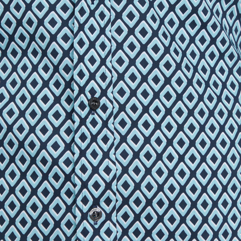 Diamond Print Party Shirt - Mint on Navy
