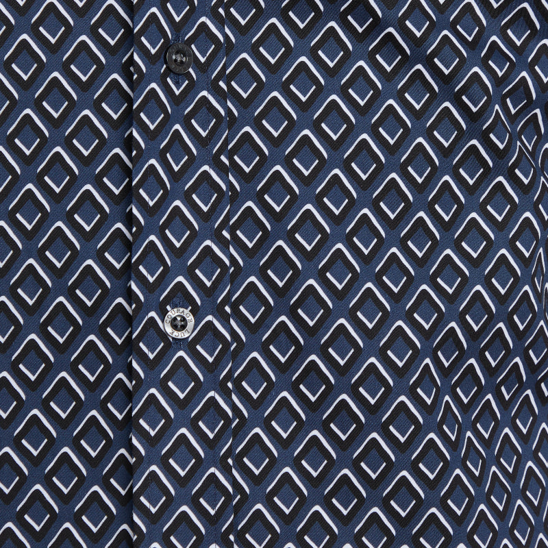 Diamond Print Party Shirt - Black on Navy