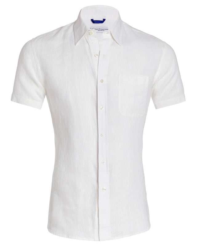 Short Sleeve 1-Pocket Linen - White