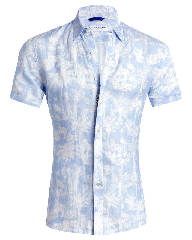 The Jungle Brothers Linen Party Shirt - Navy on White