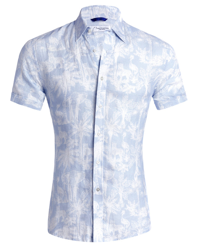 The Jungle Brothers Linen Party Shirt - Navy on White