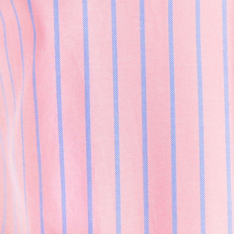 Short Sleeve Striped Oxford - Pink w/Blue Stripe