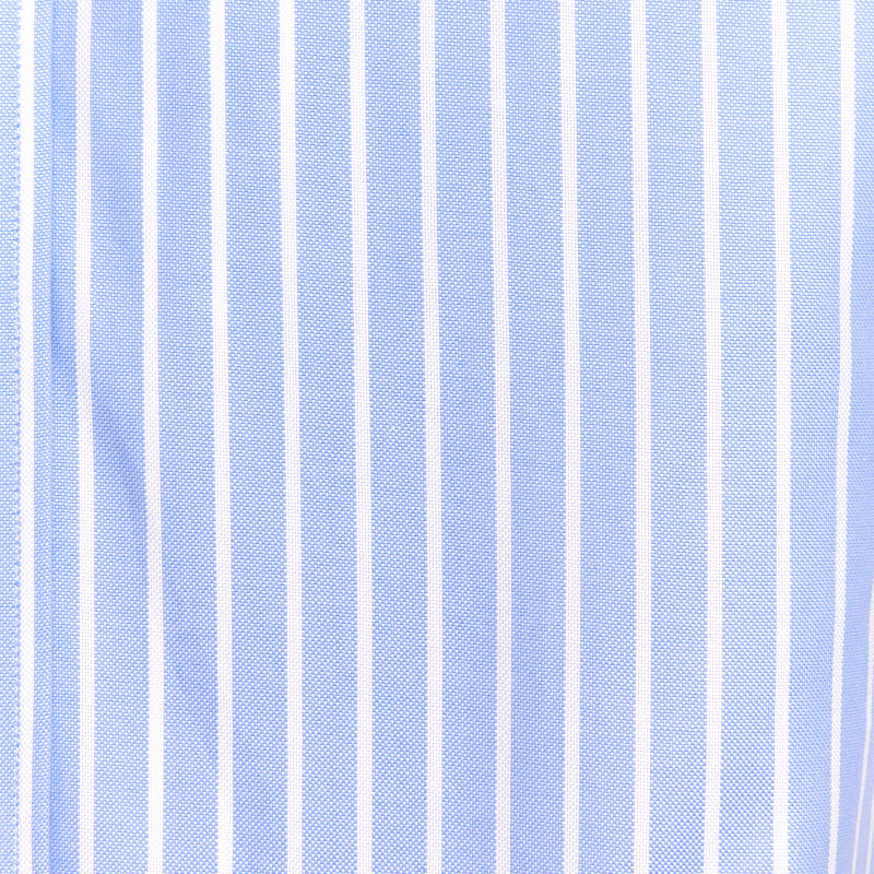 Short Sleeve Striped Oxford - Light Blue White Stripe