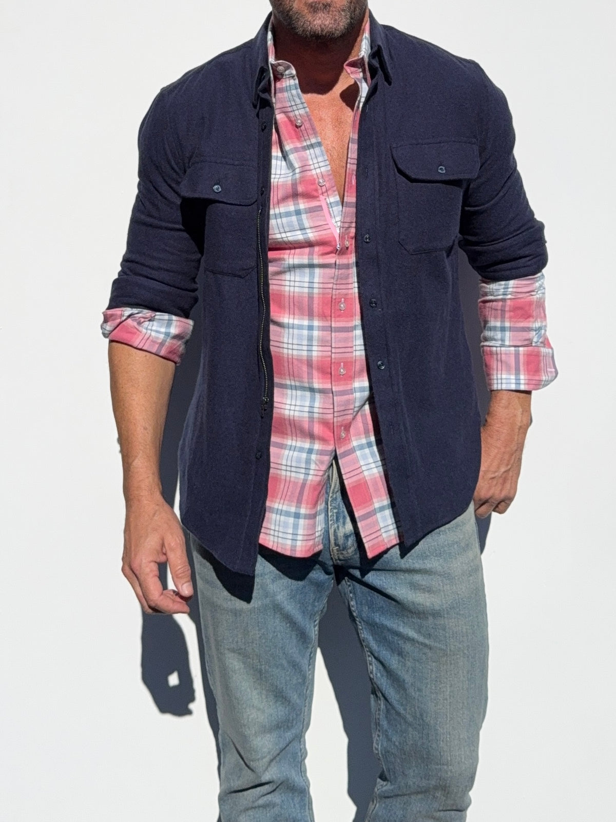 The Two-Pocket Robust Flannel - Navy Twill