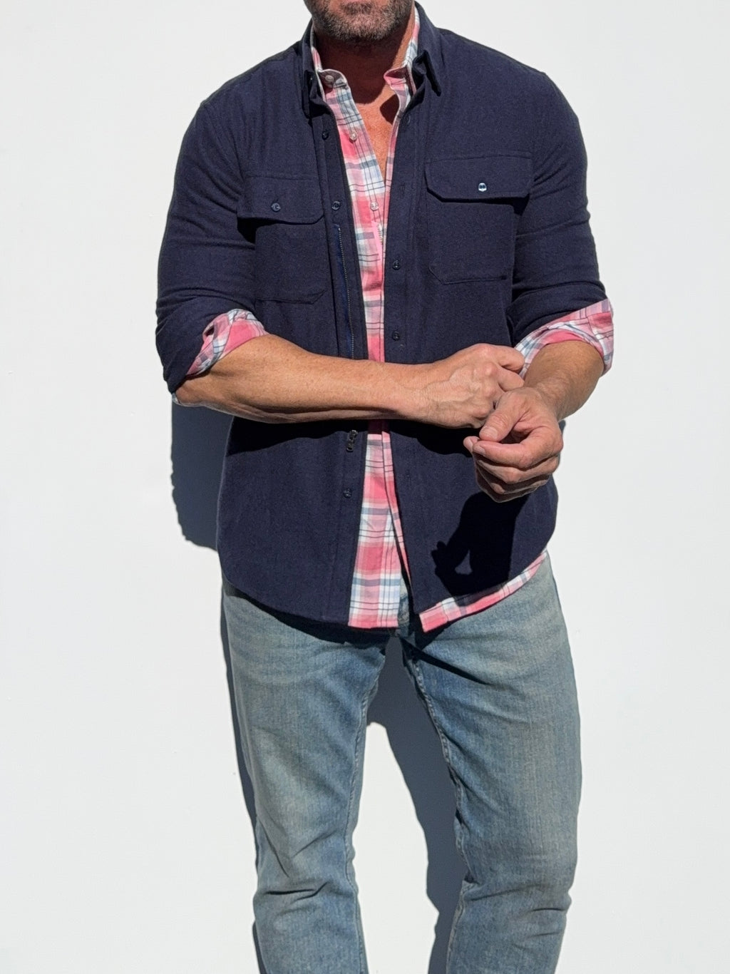 The Two-Pocket Robust Flannel - Navy Twill