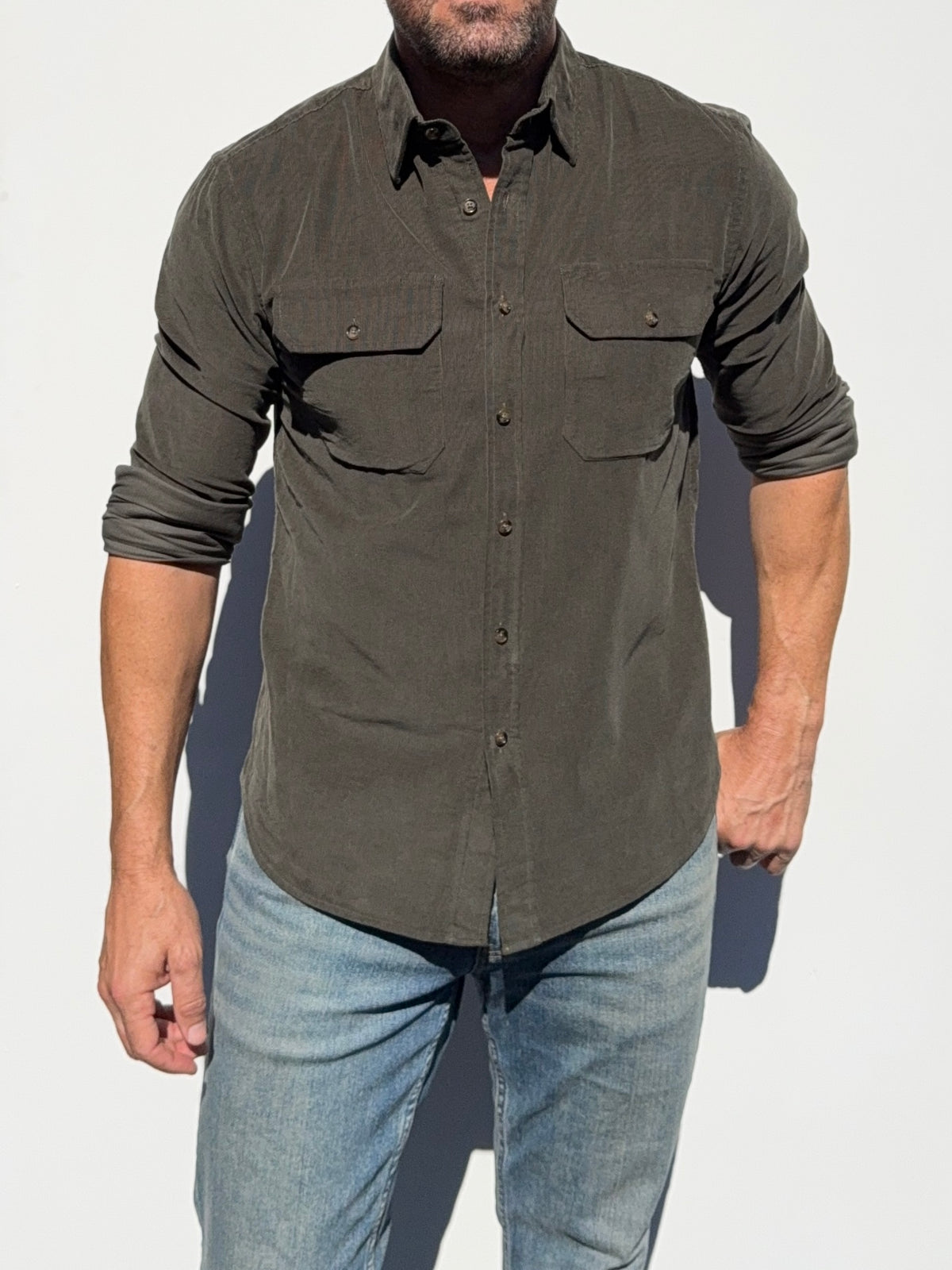 The Corduroy Work Shirt - Army Green