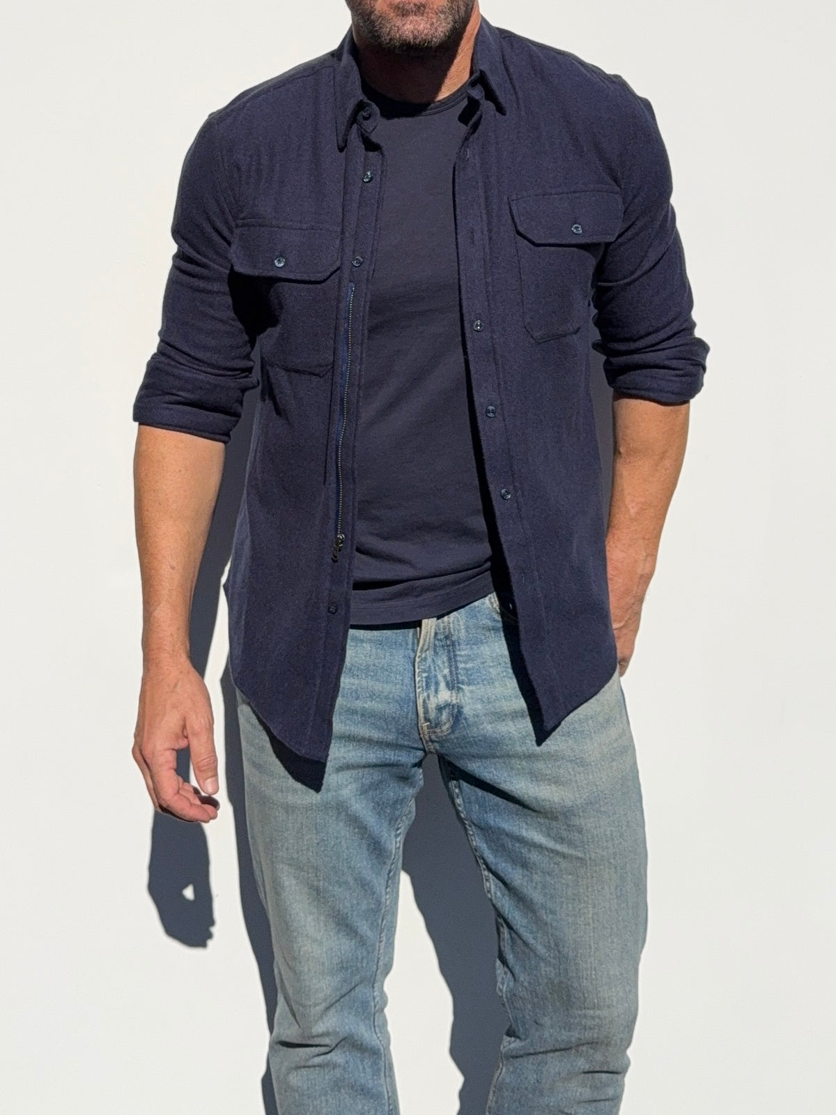 The Two-Pocket Robust Flannel - Navy Twill