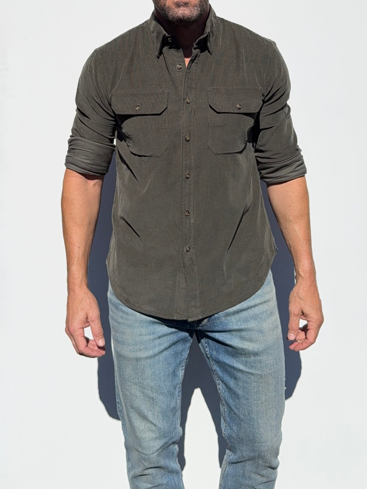 The Corduroy Work Shirt - Army Green