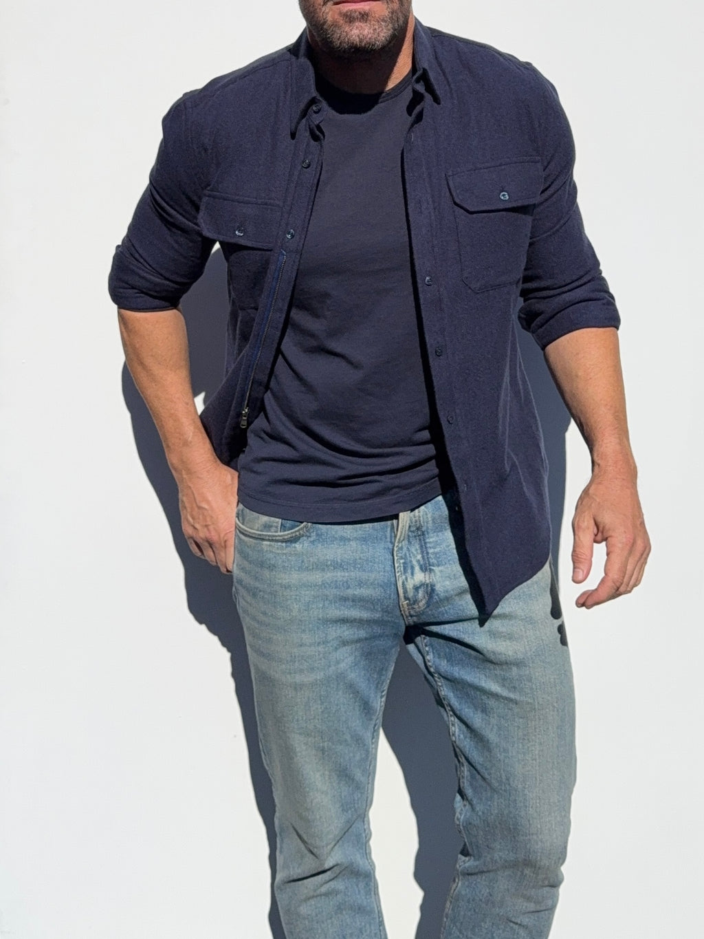 The Two-Pocket Robust Flannel - Navy Twill