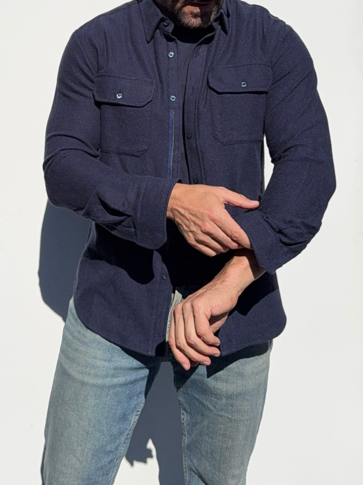 The Two-Pocket Robust Flannel - Navy Twill