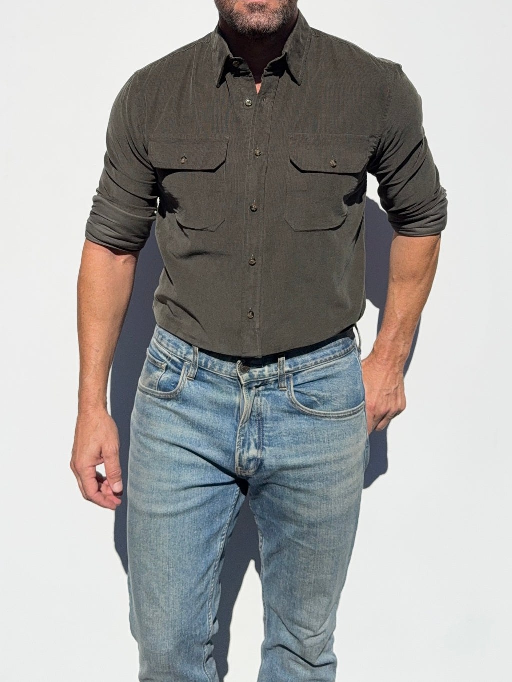 The Corduroy Work Shirt - Army Green