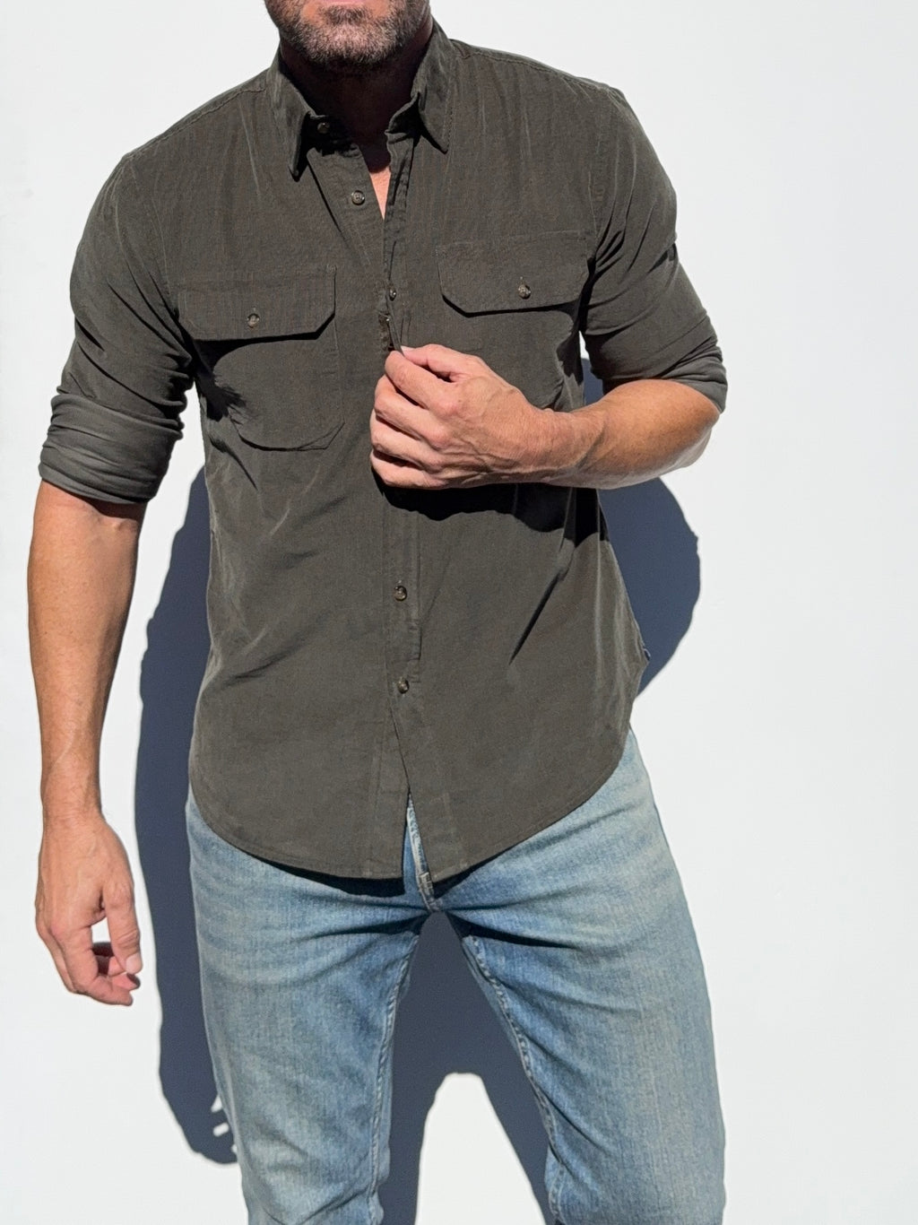 The Corduroy Work Shirt - Army Green