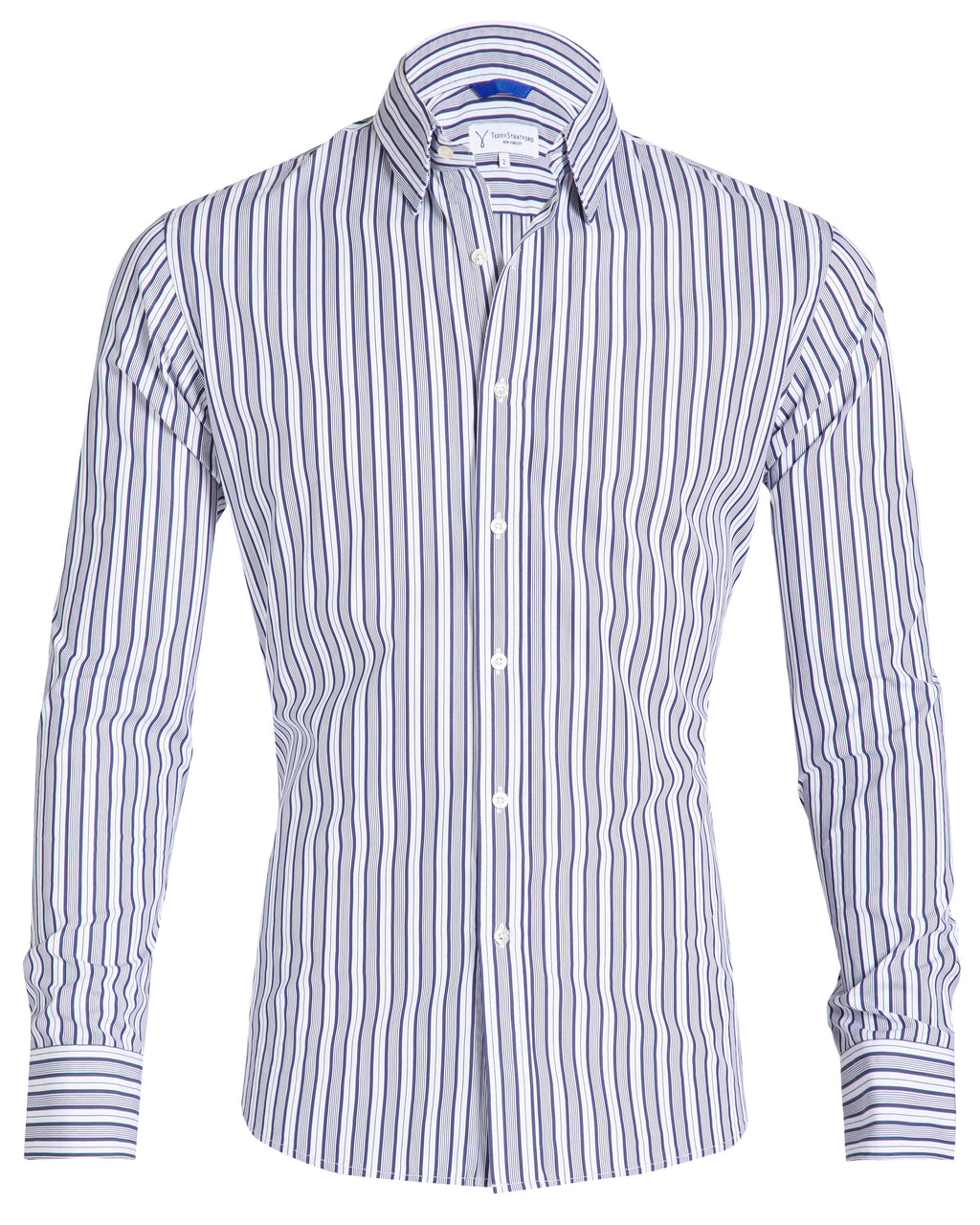 The NYC Pinstriped Poplin - Small Batch #285 White w/Navy Stripe