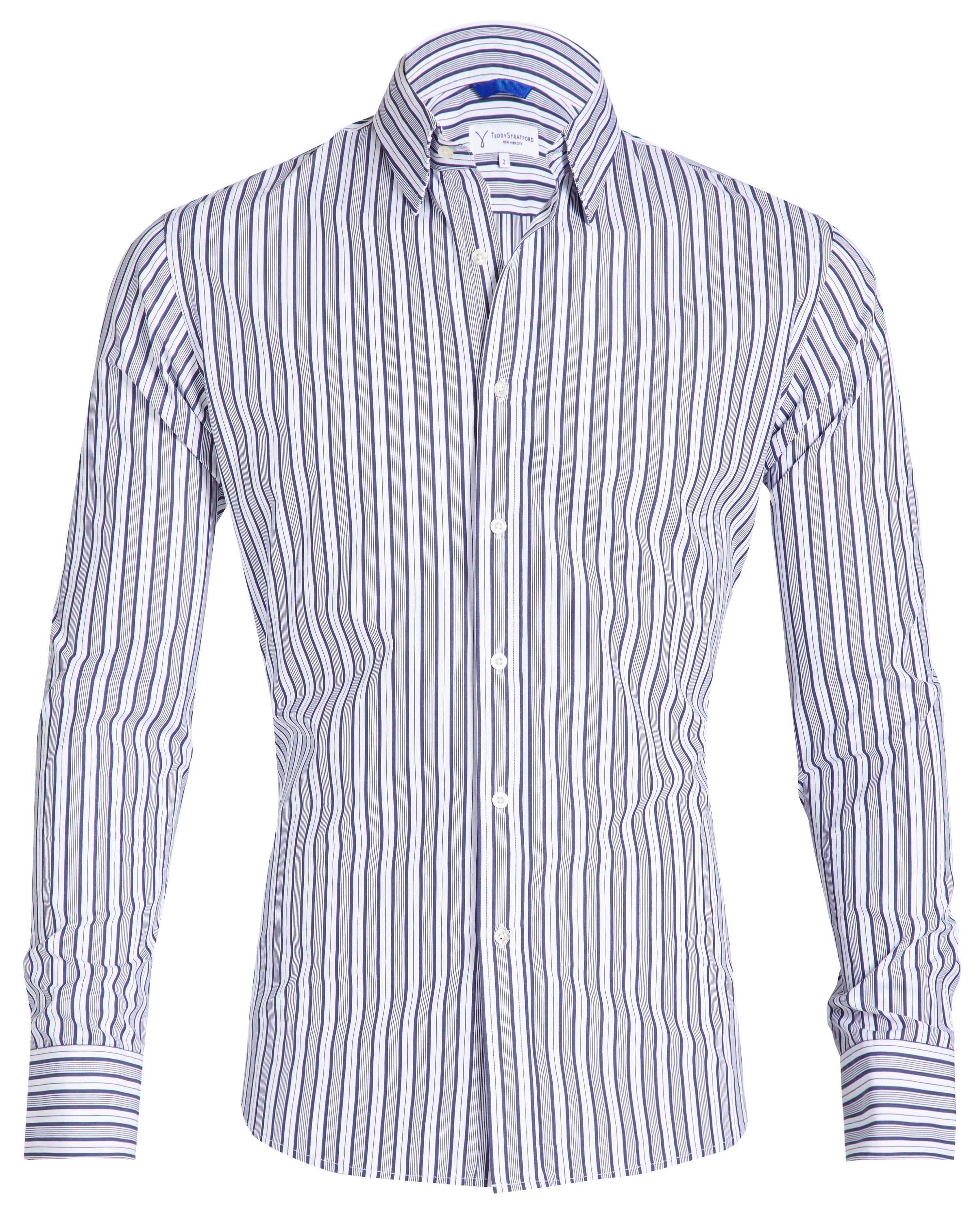 The NYC Pinstriped Poplin - Small Batch #285 White w/Navy Stripe