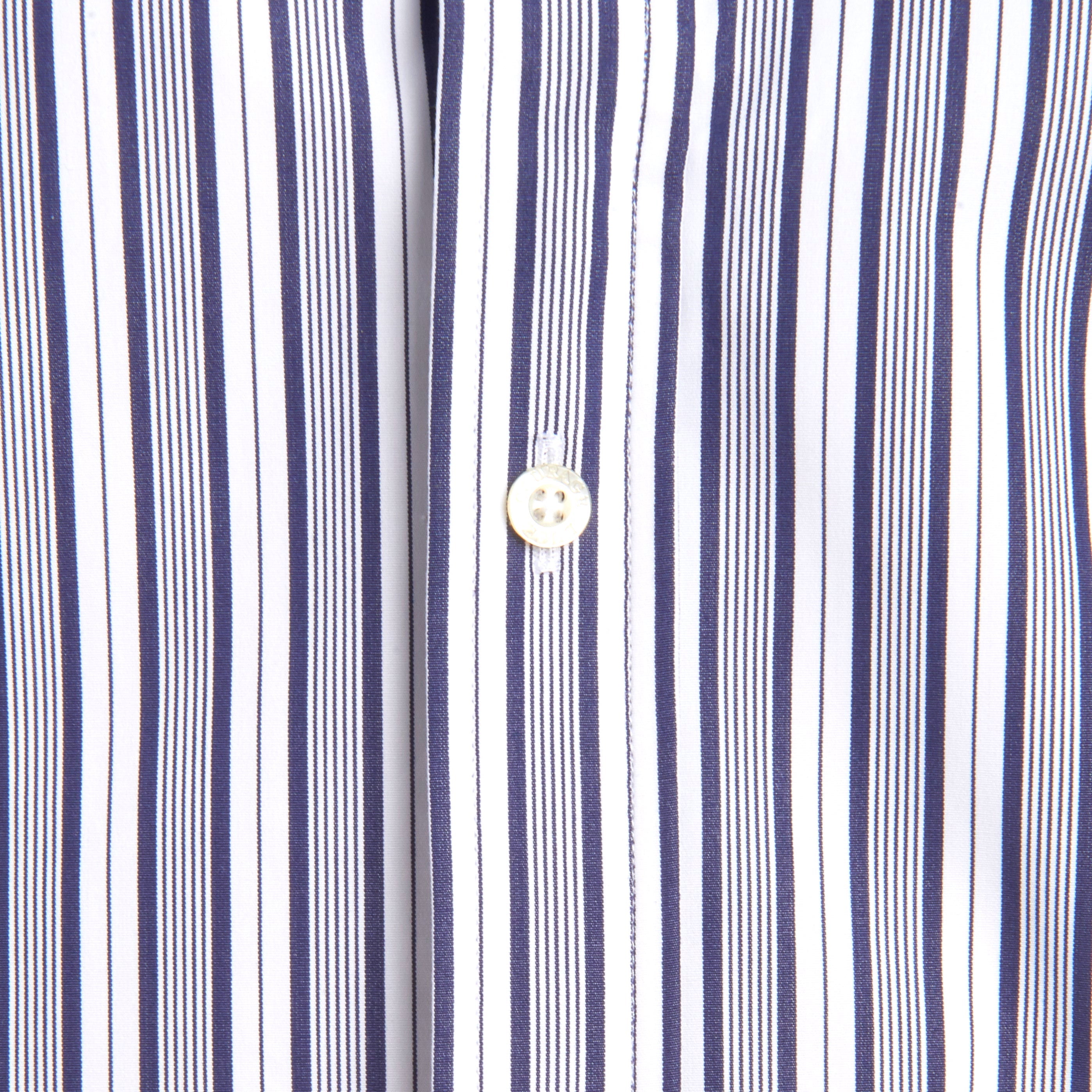 The NYC Pinstriped Poplin - Small Batch #285 White w/Navy Stripe