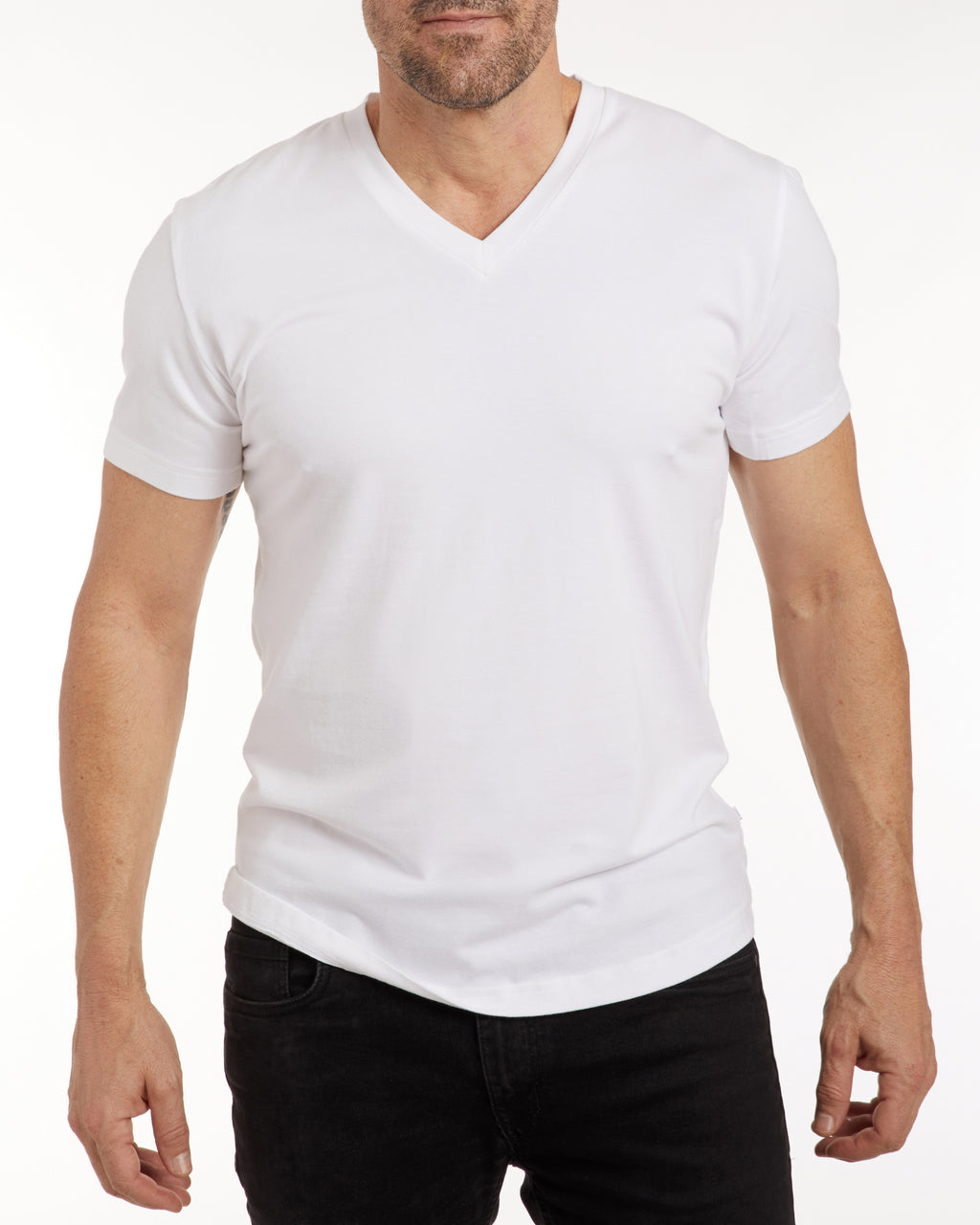 V-Neck T-shirt in Tedra™ - White